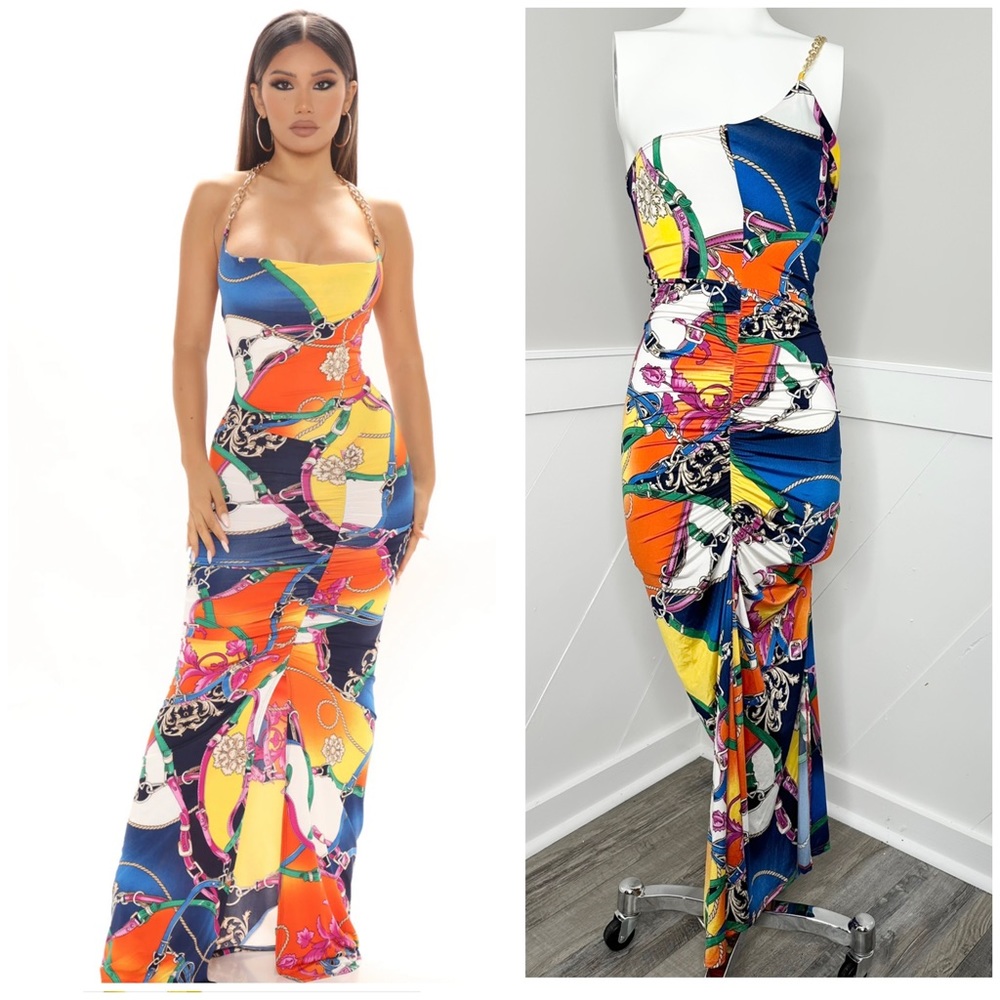 BOLD PRINT ONE SHOULDER DRESS